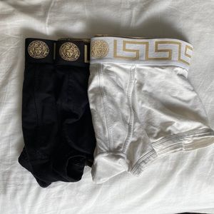 Versace 3 Pack Underwear. Black mesh, jock, white